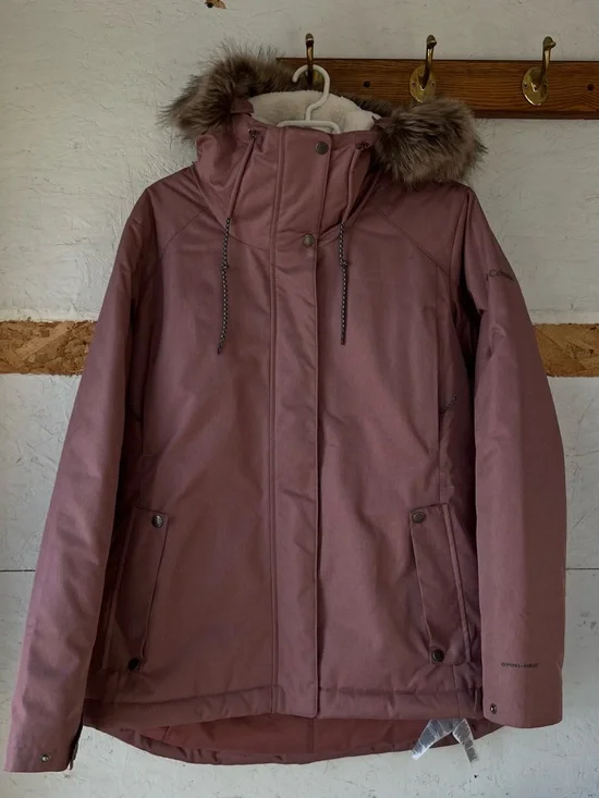 Columbia XL Women's Pink Hooded Parka with Faux-Fur Trim - Picture 3 of 5